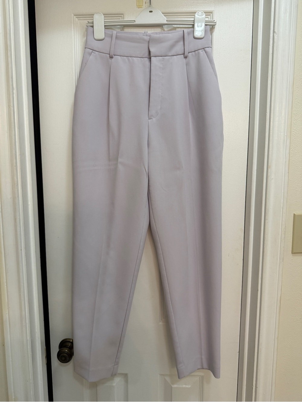 Zara Light Lavender High-Waist Belted Straight-Leg Pants - Picture 2 of 5